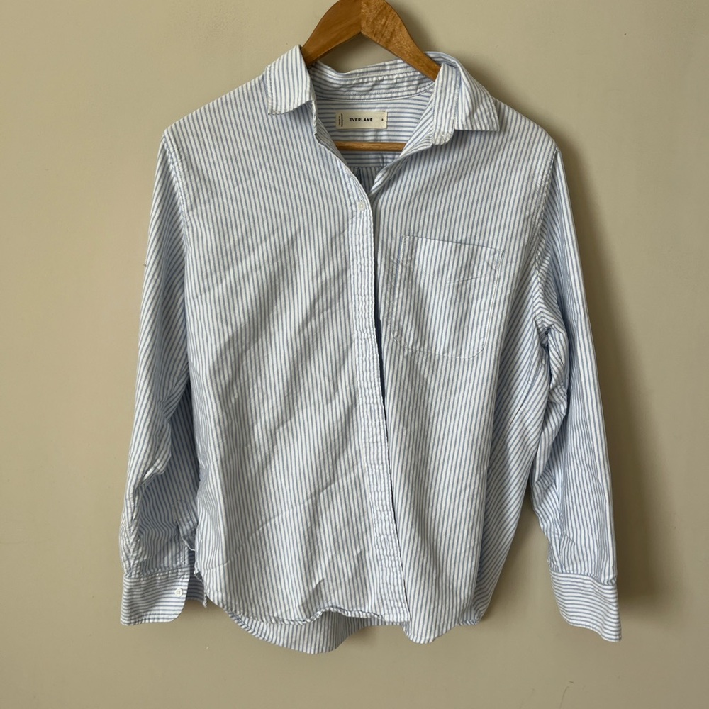 Everlane Blue Striped Button Down Shirt